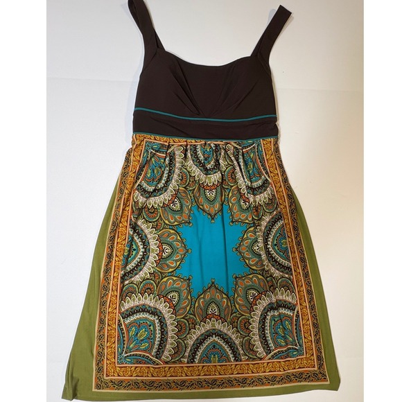 Saint Tropez West Dresses & Skirts - Saint Tropez West Women's Boho Paisley Print Dress Brown Teal Green Size 10